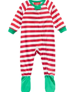Matching Infant Holiday Stripe Footed Pajamas