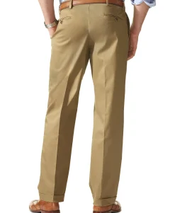 Men's Stretch Classic Fit Iron Free Khaki Pants Pleated