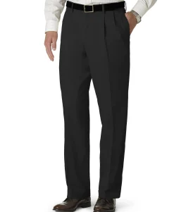 Men's Stretch Classic Fit Iron Free Khaki Pants Pleated