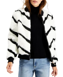 Teen Chevron-Printed Faux-Fur Bomber Jacket (Young Women's Fit)