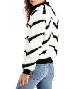 Teen Chevron-Printed Faux-Fur Bomber Jacket (Young Women's Fit)