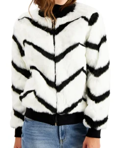 Teen Chevron-Printed Faux-Fur Bomber Jacket (Young Women's Fit)