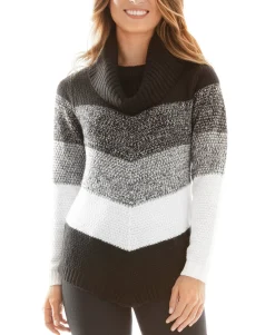 Teen Chevron-Striped Cowlneck Sweater (Young Women's Fit)