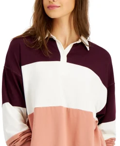 Teen Colorblocked Rugby Henley Top (Young Women's Fit)