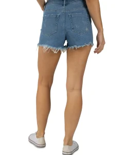 Teen Curvy Frayed-Hem Denim Shorts (Young Women's Fit)
