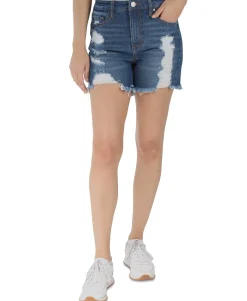 Teen Distressed Frayed-Hem Denim Shorts (Young Women's Fit)