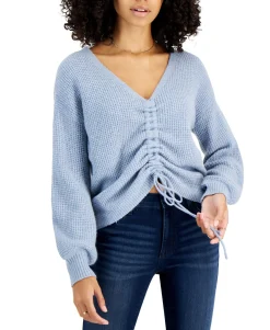 Teen Drawstring V-Neck Sweater (Young Women's Fit)