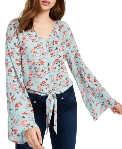 Teen Floral Print Tie-Waist Blouse (Young Women's Fit)