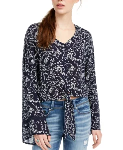 Teen Floral Print Tie-Waist Blouse (Young Women's Fit)