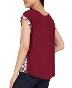 Teen Floral-Print Criss-Cross Tie-Hem Top (Young Women's Fit)