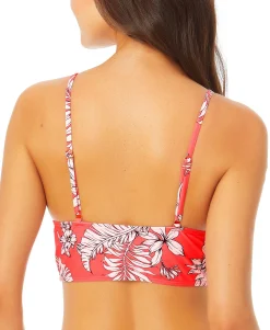 Teen Floral-Print Lace-Up Front Bikini Top (Young Women's Fit)