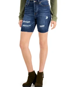 Teen Frayed Distressed Bermuda Shorts (Young Women's Fit)