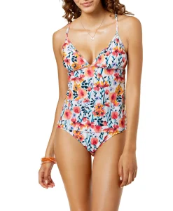 Teen In Such a Fleury Printed Cross-Back Tankini Top (Young Women's Fit)