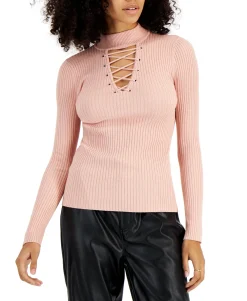 Teen Lace-Up Mock-Neck Sweater (Young Women's Fit)