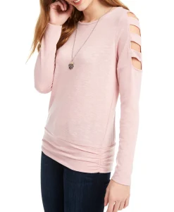 Teen Lattice-Sleeve Top (Young Women's Fit)
