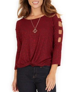 Teen Lattice-Sleeve Top (Young Women's Fit)