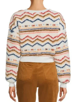 Teen Plus Faux Sherpa Pullover Top (Young Women's Fit)