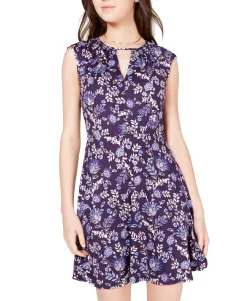 Teen Printed Keyhole A-Line Dress (Young Women's Fit)
