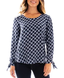 Teen Printed Tie-Sleeve Top (Young Women's Fit)