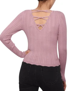 Teen Rib-Knit Strappy-Back Sweater (Young Women's Fit)