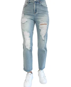 Teen Ripped Dad Jeans (Young Women's Fit)