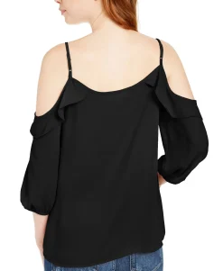 Teen Ruffle-Trimmed Cold-Shoulder Top (Young Women's Fit)