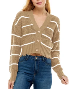 Teen Striped Cropped Cardigan (Young Women's Fit)