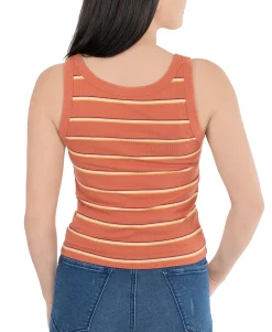 Teen Striped Rib-Knit Tank Top (Young Women's Fit)