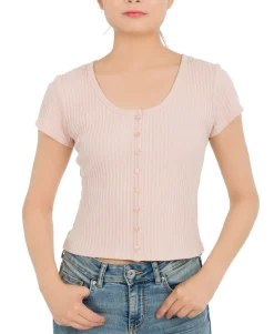 Teen Textured Button-Front Top (Young Women's Fit)
