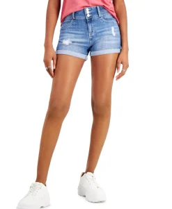 Teen Three-Button Denim Shorts (Young Women's Fit)