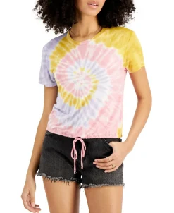 Teen Tie-Dyed Drawstring-Hem T-Shirt (Young Women's Fit)