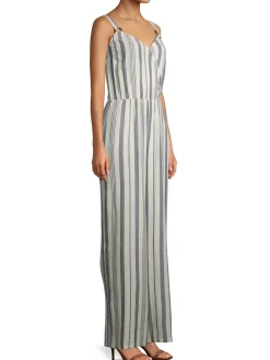 Teen Tortoise Ring Surplice Smocked Back Full-Length Jumpsuit (Young Women's Fit)