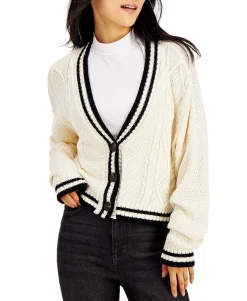 Teen Varsity Cable-Knit Cardigan (Young Women's Fit)
