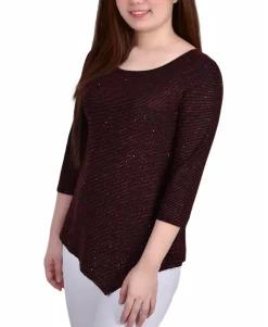 Women's 3/4 Sleeve Iridescent Bar Back Top
