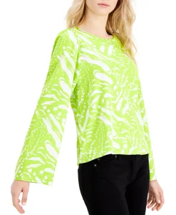 Women's Abstract Print Ruffled-Sleeve Blouse