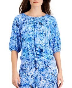 Women's Ariana Printed Gauze Tie-Front Top