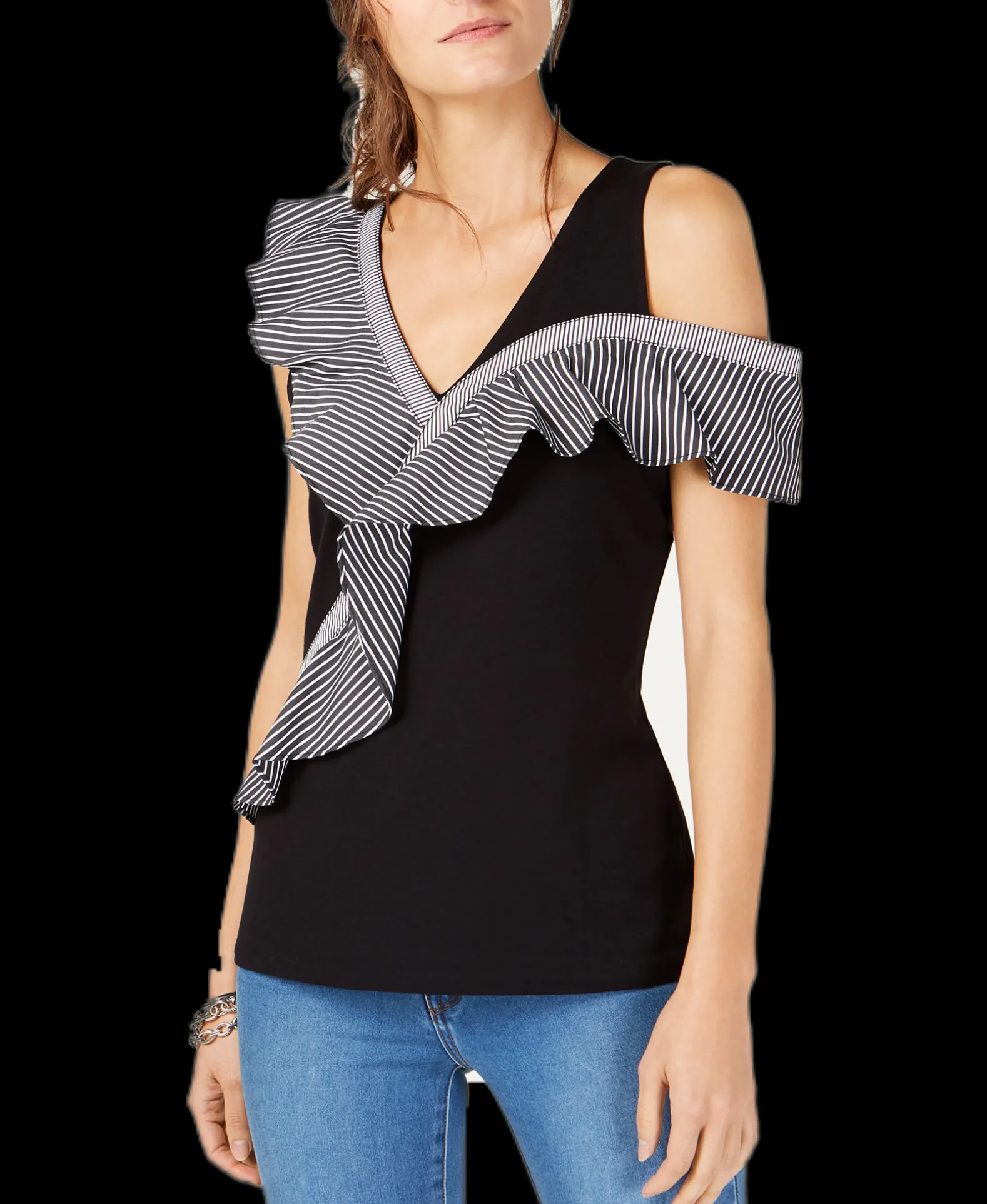 Women's Asymmetrical Ruffle-Detail Top