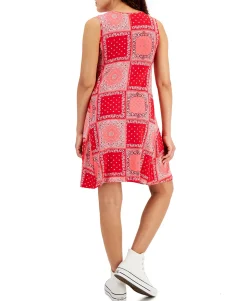 Women's Bandana-Printed Sleeveless Knit Dress