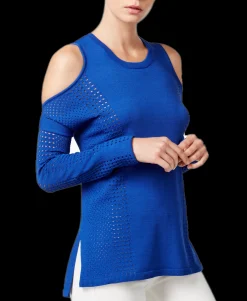 Women's Bar III Perforated Cold-Shoulder Sweater