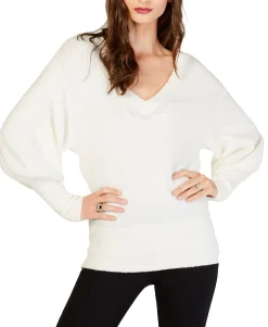 Women's Bishop-Sleeve Banded-Hem Sweater