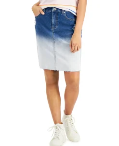 Women's Bleach-Dye Denim Skirt