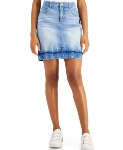 Women's Bleach-Dye Denim Skirt