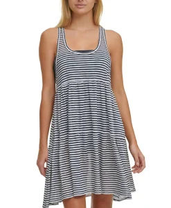 Women's Burnout Stripes Dress Cover-Up