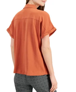 Women's Button-Front Short-Sleeve Top