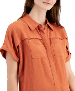 Women's Button-Front Short-Sleeve Top