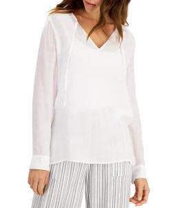 Women's Button-Trimmed Gauze Blouse