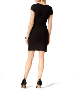 Women's Cap-Sleeve Faux-Wrap Dress