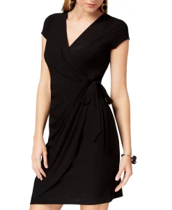 Women's Cap-Sleeve Faux-Wrap Dress
