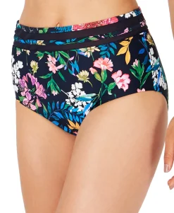 Women's Carnival Rosa Floral Mesh High-Waist Bikini Bottoms