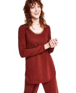Women's Chain-Embellished Tunic Pullover Sweater